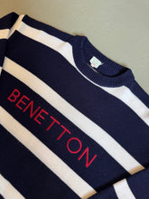 Lade das Bild in den Galerie-Viewer, 1980s Benetton pullover streifen blau
