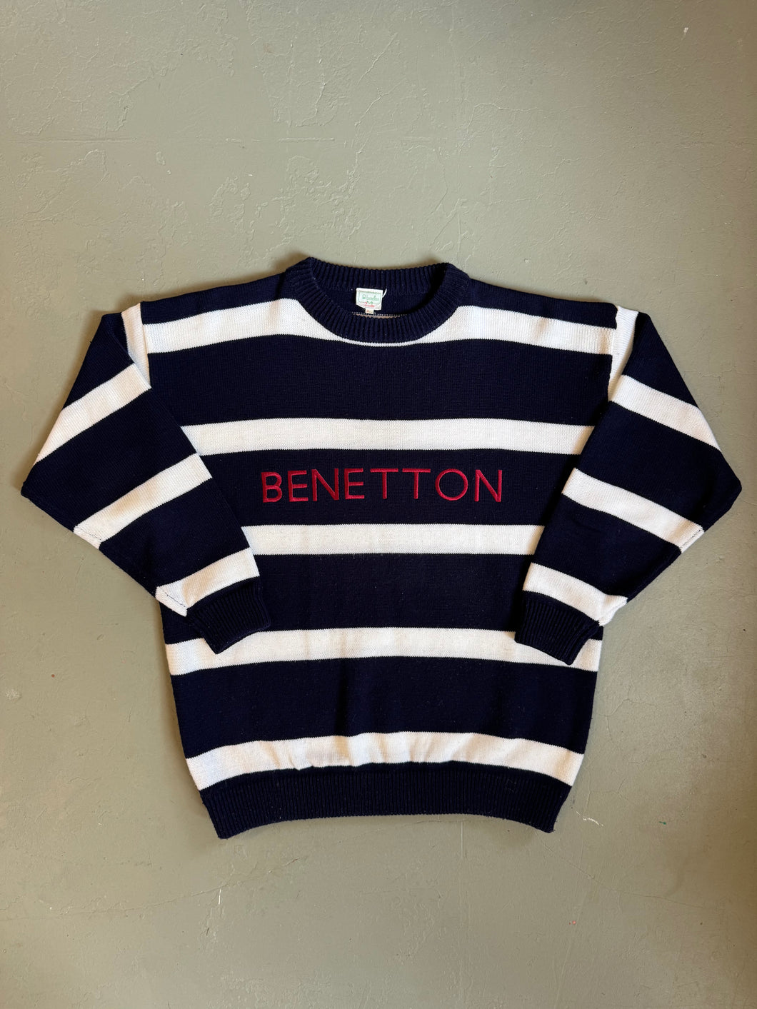 1980s Benetton pullover streifen blau