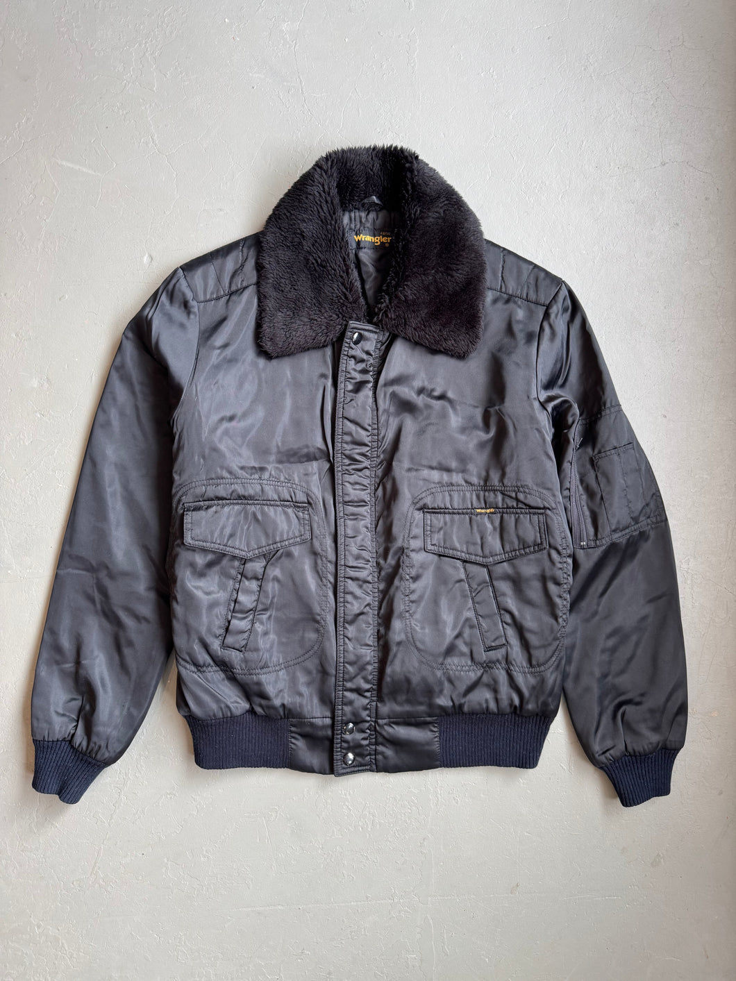 1980s Wrangler Nylon Jacke schwarz