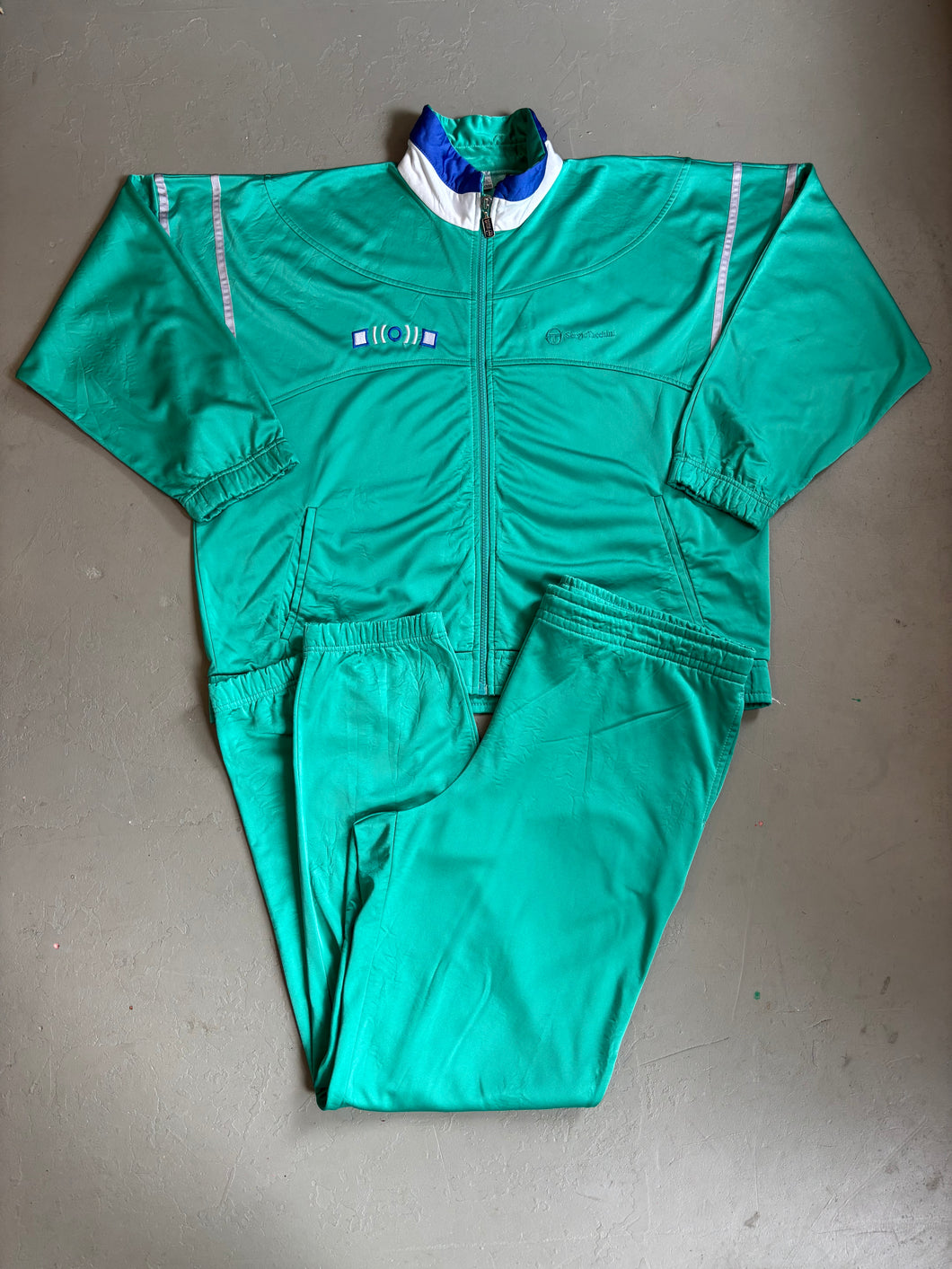 1980er Sergio Tacchini Trainingsanzug mint grün