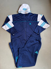 Lade das Bild in den Galerie-Viewer, 2000er Adidas Trainingsanzug hood blau / weiß

